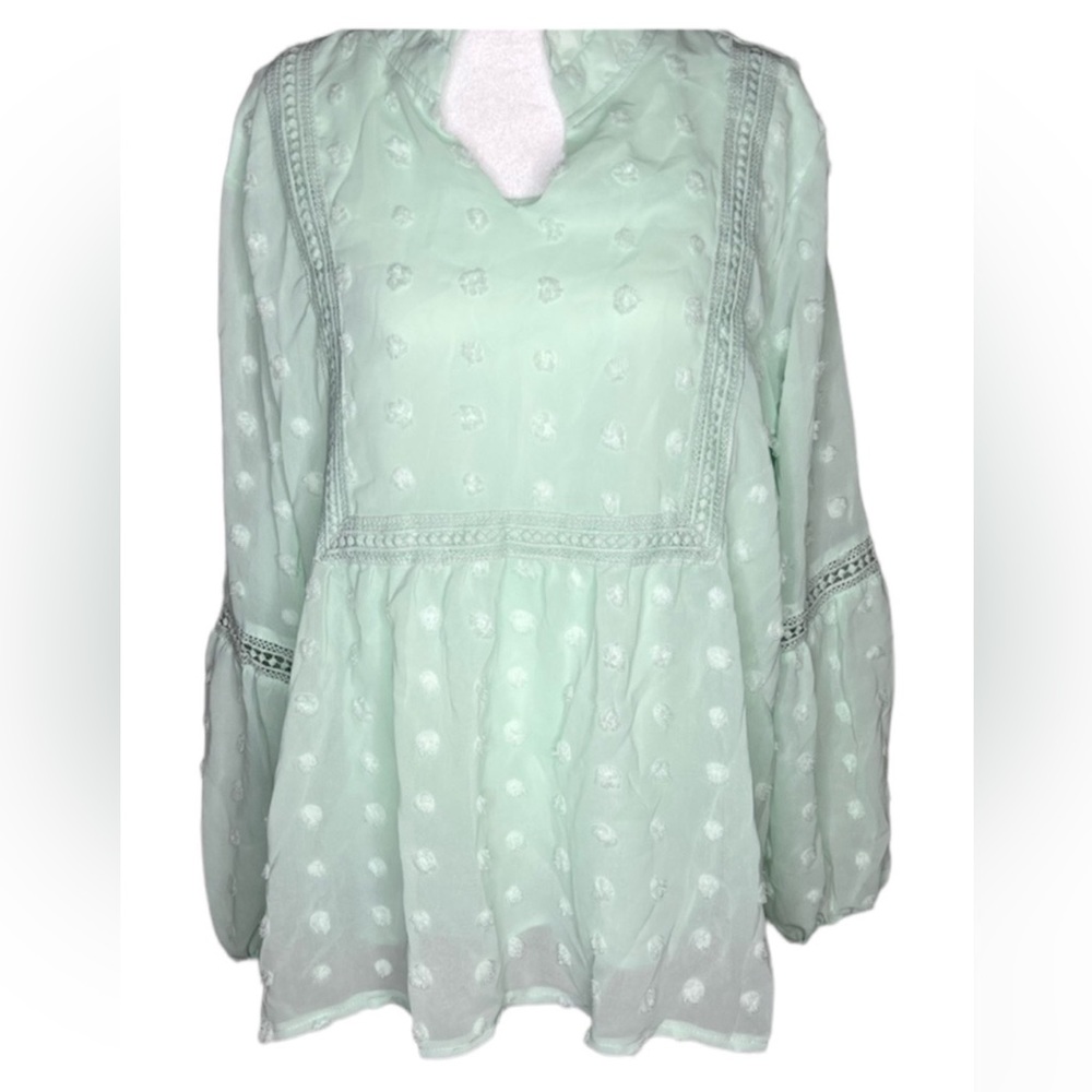 SHEIN Long Sleeve Green Blouse